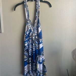 INC International Concepts Blue and White Patterned Blouse